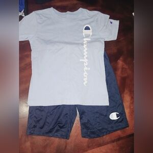 Champion Blue and White T-Shirt and Shorts Set
